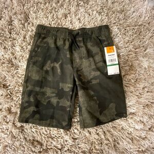 Timberland Size 6 boys olive green camo shorts slick material NWT